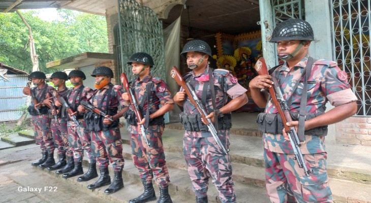 সাতক্ষীরা সীমান্তের পূজা মন্ডপগুলোতে বিজিবির টহল কার্যক্রম শুরু