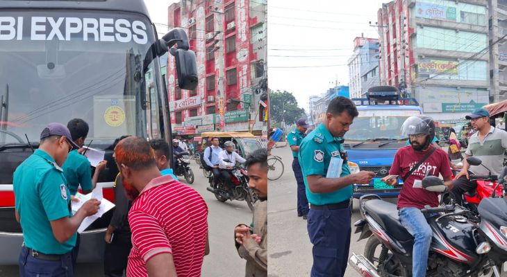 নগরীতে ট্রাফিক আইন লঙ্ঘনে কেএমপি’র মামলা ও জরিমানা