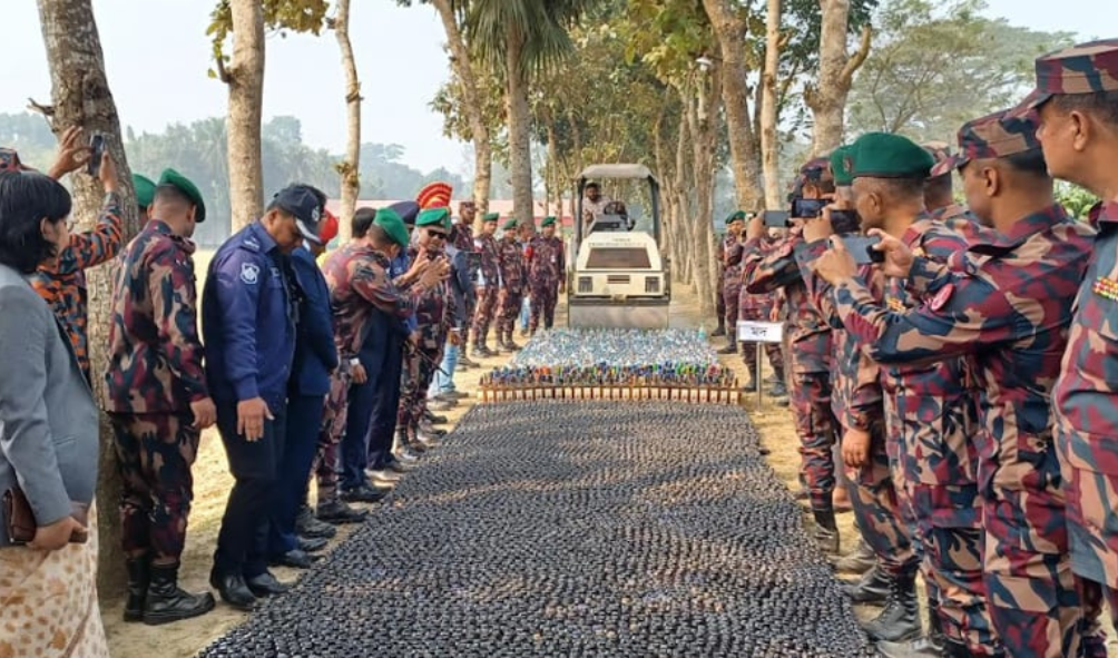 চুয়াডাঙ্গায় এক বছরের জব্দকৃত মাদক ধ্বংস করল বিজিবি