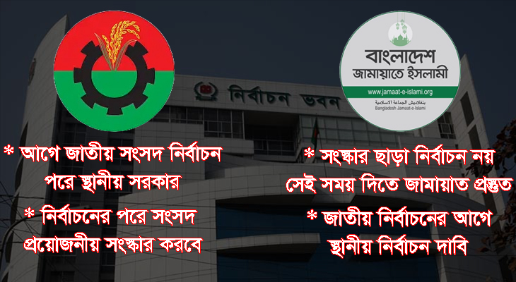 নির্বাচন ইস্যুতে বিএনপি-জামায়াত বিপরীত অবস্থানে