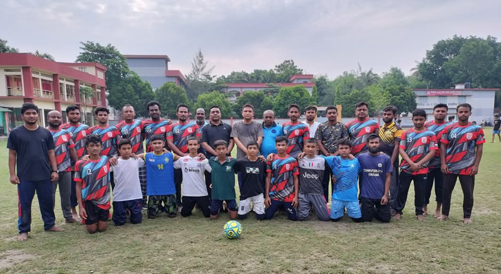 মাদক মুক্ত সমাজ ও মোবাইল আসক্তি দূরীকরণে প্রীতি ফুটবল ম্যাচ