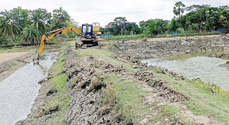 কৃষকের ফসলী জমি দখল করে জোরপূর্বক রাস্তা নির্মাণ