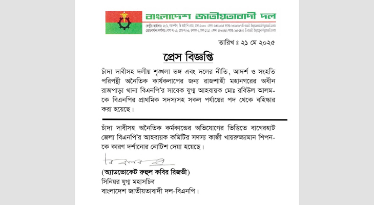 বাগেরহাটের বিএনপি নেতা খায়রুজ্জামান শিপনকে শোকজ