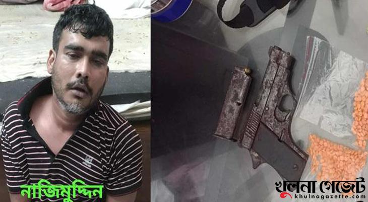 খুলনায় আবাসিক হোটেল থেকে অস্ত্র, গুলি ইয়াবাসহ যুবক আটক
