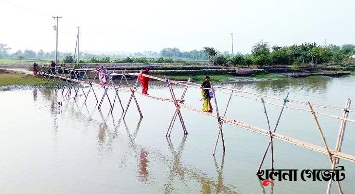 বাঁশের সাঁকোই ভরসা দুই গ্রামবাসীর!