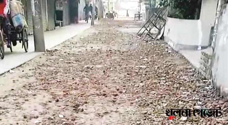 দু’বছরেও শেষ হয়নি মিস্ত্রিপাড়া খালপাড় সড়কের নির্মাণ কাজ, জনদুর্ভোগ চরমে