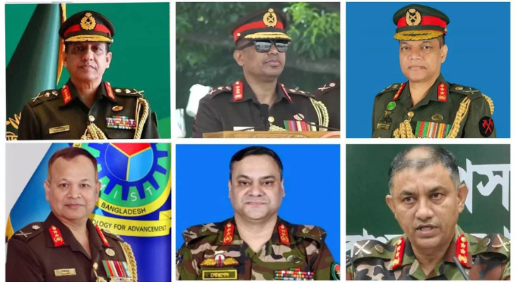 সেনাবাহিনীর আরও ৬ উচ্চ পদে রদবদল