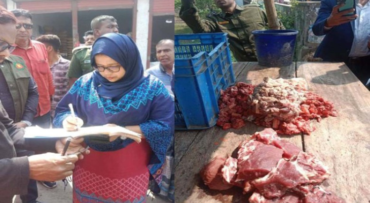 কেশবপুরে গরুর পচা মাংস বিক্রির দায়ে কসাইকে জরিমানা