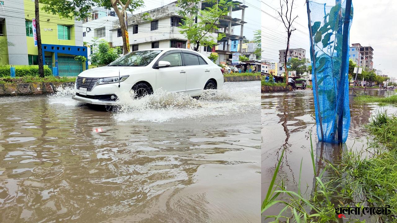 ড্রেন বন্ধ করে নির্মাণ কাজ, সামান্য বৃষ্টিতে ডুবলো মুজগুন্নী মহাসড়ক